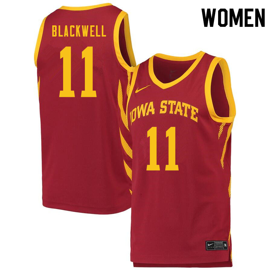 Women #11 Dudley Blackwell Iowa State Cyclones College Basketball Jerseys Sale-Cardinal